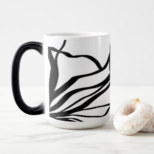 Bouquet Blanc:抽象芸術ホワイト&ブラック モーフィングマグカップ
