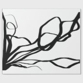 Bouquet Blanc:抽象芸術ホワイト&ブラック ラッピングペーパー (フラット)