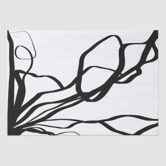 Bouquet Blanc:抽象芸術ホワイト&ブラック 薄葉紙 (正面)