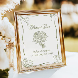 Bouquet Bloom Bar Bridal Shower Sign ポスター