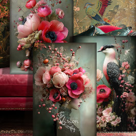 Bouquet Couture, Bird, Portrait & Floral Art Set ラッピングペーパーシート