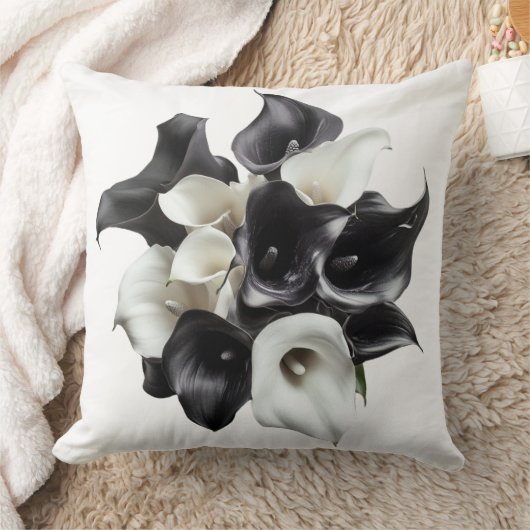 🖤🤍 Bouquet Élégant de Lys Noirs et Blancs クッション (ブランケット)