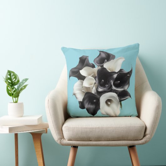 🖤🤍 Bouquet Élégant de Lys Noirs et Blancs クッション (椅子)