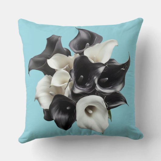 🖤🤍 Bouquet Élégant de Lys Noirs et Blancs クッション (裏面)