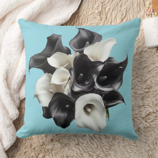 🖤🤍 Bouquet Élégant de Lys Noirs et Blancs クッション (ブランケット)