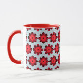 Bouquet floral abstrait rouge vif et noir マグカップ (左)