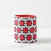 Bouquet floral abstrait rouge vif et noir マグカップ (中央)