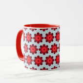 Bouquet floral abstrait rouge vif et noir マグカップ (正面左)