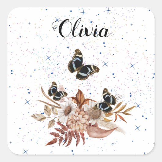 Bouquet floral blooming garden スクエアシール (正面)