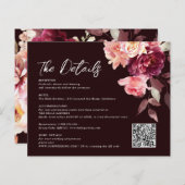 Bouquet Floral Burgundy QR code Details Wedding  (正面/裏面)