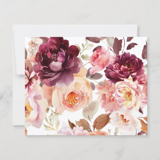 Bouquet Floral Burgundy QR code Details Wedding  (裏面)