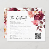 Bouquet Floral Burgundy QR code Details Wedding  (正面/裏面)