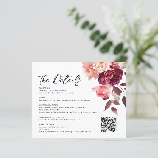 Bouquet Floral Burgundy QR code Details Wedding  (スタンド正面)