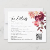 Bouquet Floral Burgundy QR code Details Wedding  (正面)
