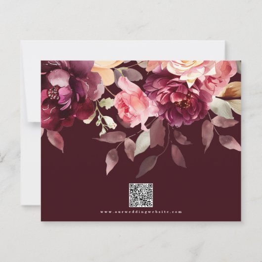 Bouquet Floral Burgundy Wedding Save the Date (裏面)
