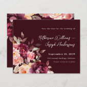 Bouquet Floral Burgundy Wedding Save the Date (正面/裏面)