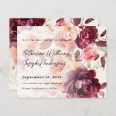 Bouquet Floral Burgundy Wedding Save the Date (正面/裏面)