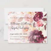 Bouquet Floral Burgundy Wedding Save the Date (正面)