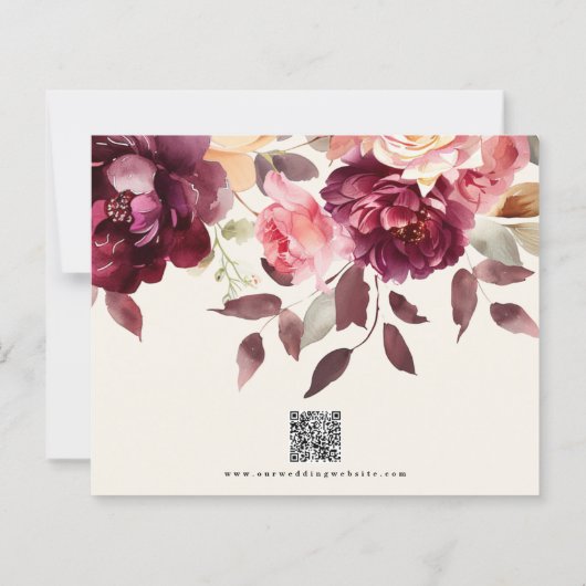 Bouquet Floral Burgundy Wedding Save the Date (裏面)