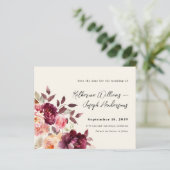 Bouquet Floral Burgundy Wedding Save the Date (スタンド正面)