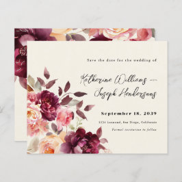 Bouquet Floral Burgundy Wedding Save the Date