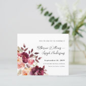Bouquet Floral Burgundy Wedding Save the Date (スタンド正面)