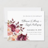 Bouquet Floral Burgundy Wedding Save the Date (正面)