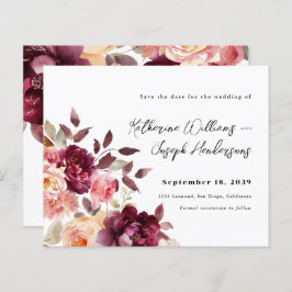 Bouquet Floral Burgundy Wedding Save the Date