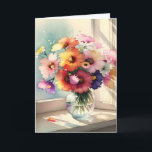 Bouquet in a Window Friend誕生日 カード<br><div class="desc">ガラスの花瓶にカラフルの花の美しい花束澄んは、晴れた窓の下枠に、友人のための完璧な誕生日カードである。</div>