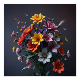 bouquet of colorful flowers ポスター