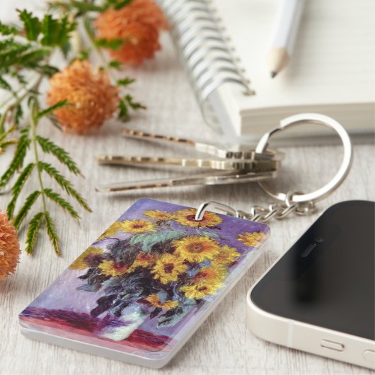 Bouquet of Sunflowers by Claude Monet,ヴィンテージ・アート キーホルダー (正面右)