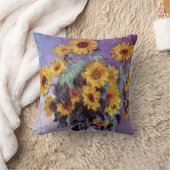 Bouquet of Sunflowers by Claude Monet,ヴィンテージ・アート クッション (ブランケット)