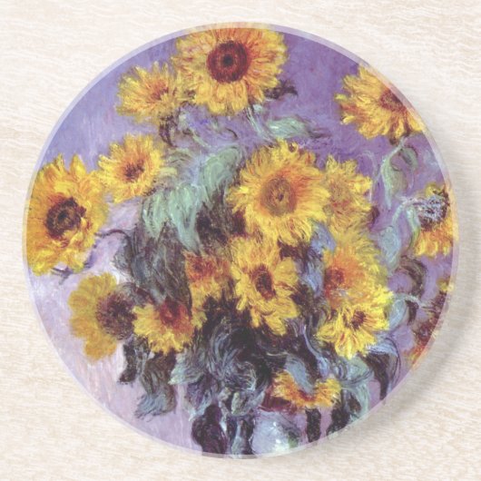 Bouquet of Sunflowers by Claude Monet,ヴィンテージ・アート コースター (正面)