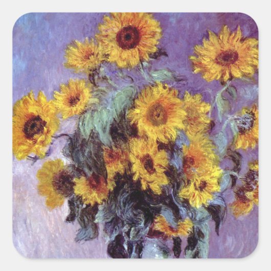 Bouquet of Sunflowers by Claude Monet,ヴィンテージ・アート スクエアシール (正面)