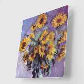 Bouquet of Sunflowers by Claude Monet,ヴィンテージ・アート スクエア壁時計 (傾斜)