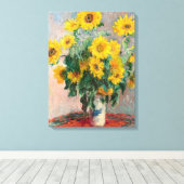 Bouquet of Sunflowers by Monet Impressionist キャンバスプリント (インサイチュ (ウッドフロア))
