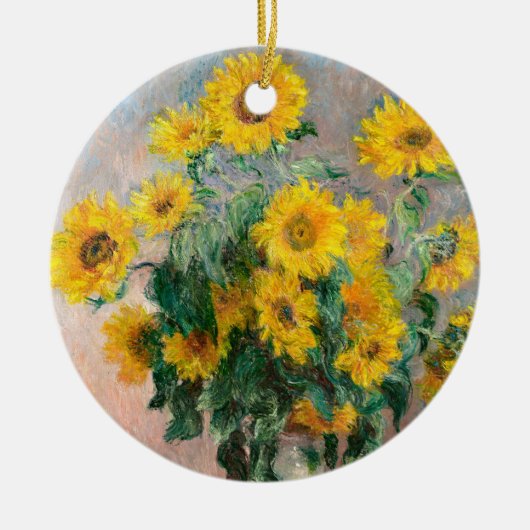 Bouquet of Sunflowers by Monet Impressionist セラミックオーナメント (正面)