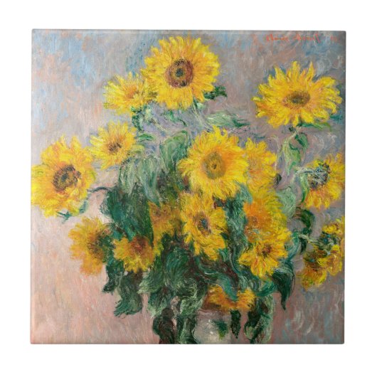 Bouquet of Sunflowers by Monet Impressionist タイル (正面)