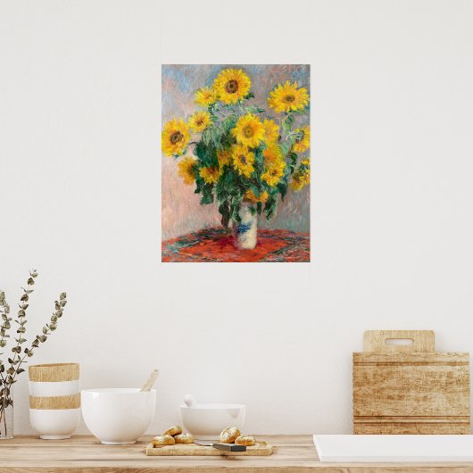 Bouquet of Sunflowers by Monet Impressionist ポスター (キッチン)