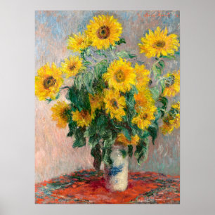 Bouquet of Sunflowers by Monet Impressionist ポスター