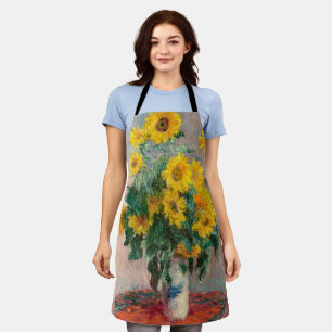 Bouquet of Sunflowers by Monet Impressionist Art エプロン