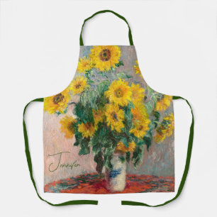 Bouquet of Sunflowers by Monet Impressionist Art エプロン
