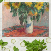 Bouquet of Sunflowers by Monet Impressionist Art キッチンタオル (折り畳み)