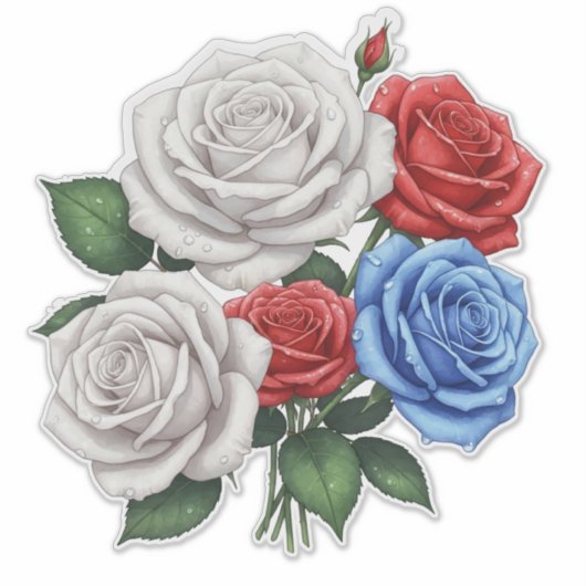 Bouquet of White, Red, and Blue Roses シール (正面)