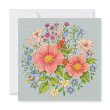 Bouquet of Wildflowers Flat Greeting Card
