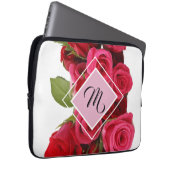 Bouquet Red and Pink Roses Monogram Tablet Sleeve ラップトップスリーブ (正面右)