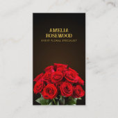 Bouquet Red Roses on Classy Dark Brown QRコード 名刺 (正面)