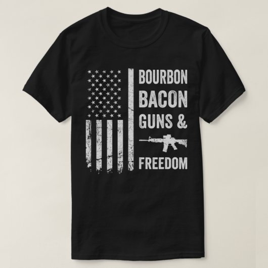 BOURBON BACON GUNS & FREEDOM  BBQ Grill Drinking U Tシャツ (デザイン正面)