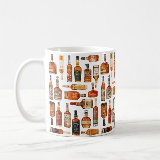 Bourbon Bottle Watercolor Mug コーヒーマグカップ (左)