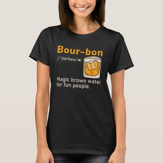 Bourbon Definition Magic Brown Water  Whisky  Men Tシャツ (正面)
